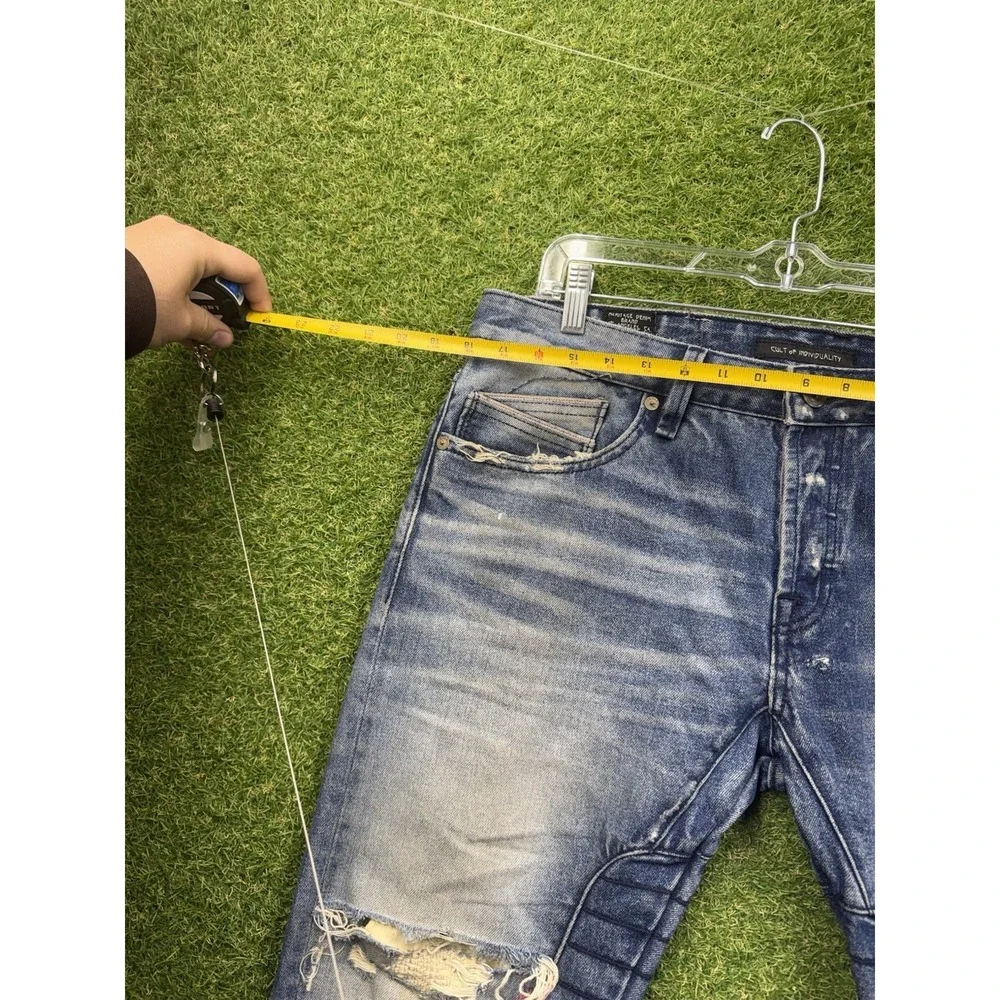 Cult of Individuality Greaser Moto Jeans Mens 34x34 Distressed Denim Rips y2k